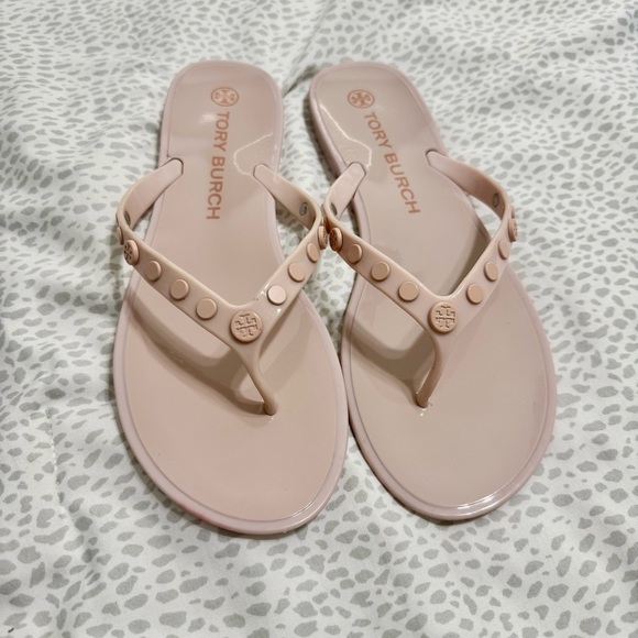 Tory Burch Studded Jelly Thong Sedona Rose Pink Sandals Slides Size 9 - Picture 3 of 8